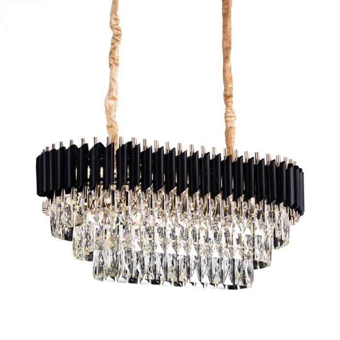 Lustre pendente de cristal moderno Lux preto, modelo Sindora DCD03912, ideal para sala de jantar e quartos. Lustres Gênesis loja online de Lustres e Iluminação Decorativa